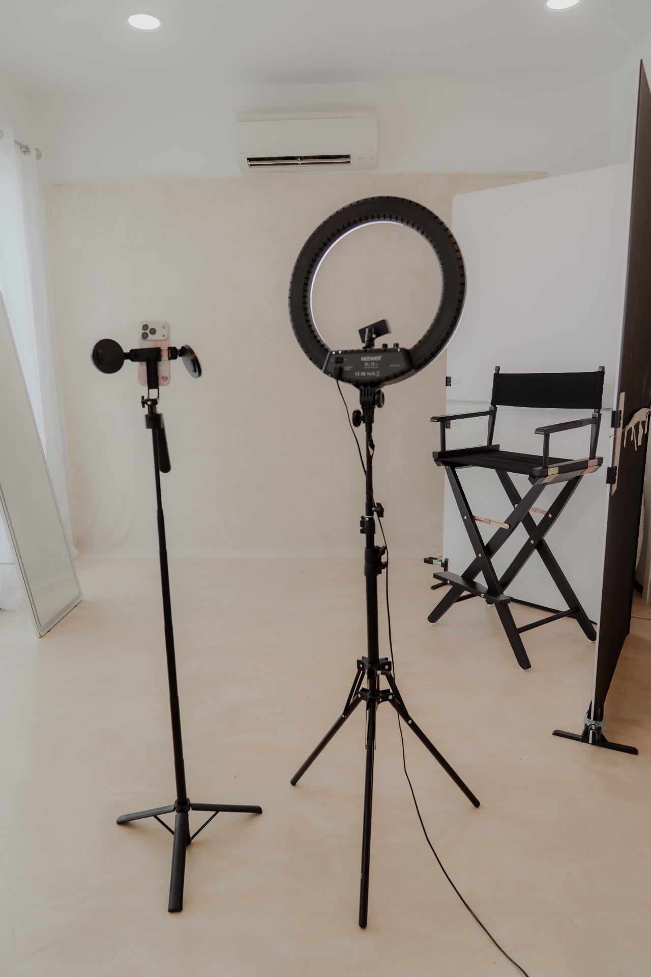 Ring light and phone rig on the content creator set