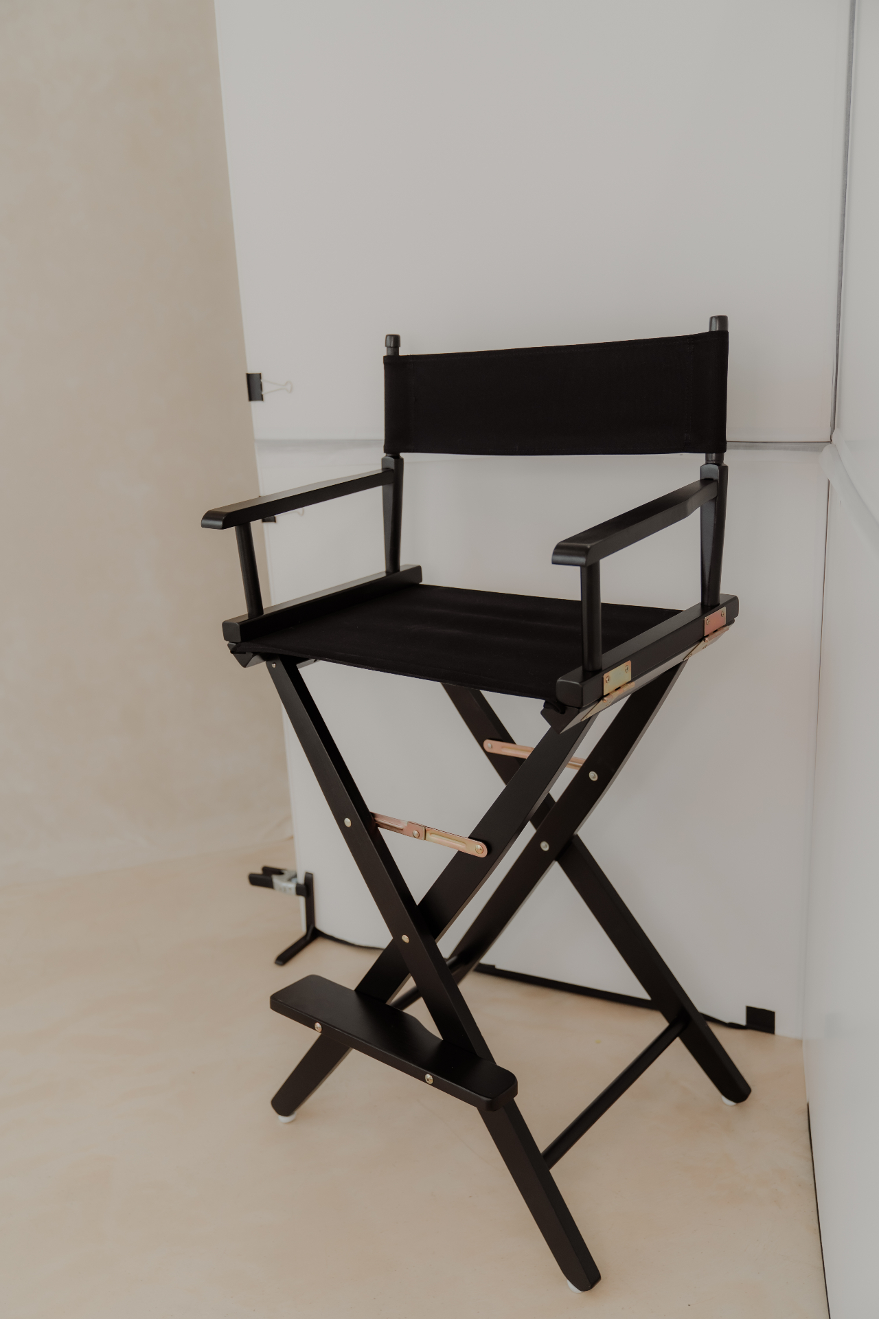 Director's chair on natural backdrop